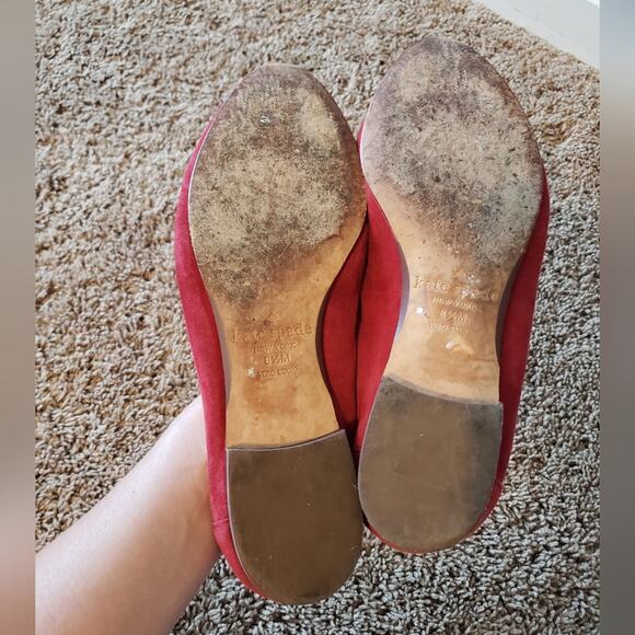 Kate Spade suede flat pointed toe loafer red leather classic 8.5 - Picture 5 of 9